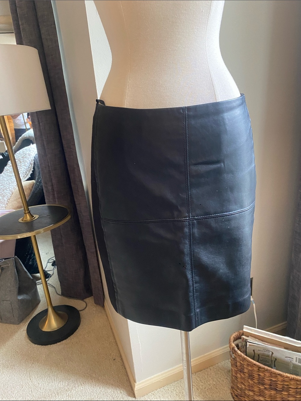 Classic Black Leather Mini Skirt